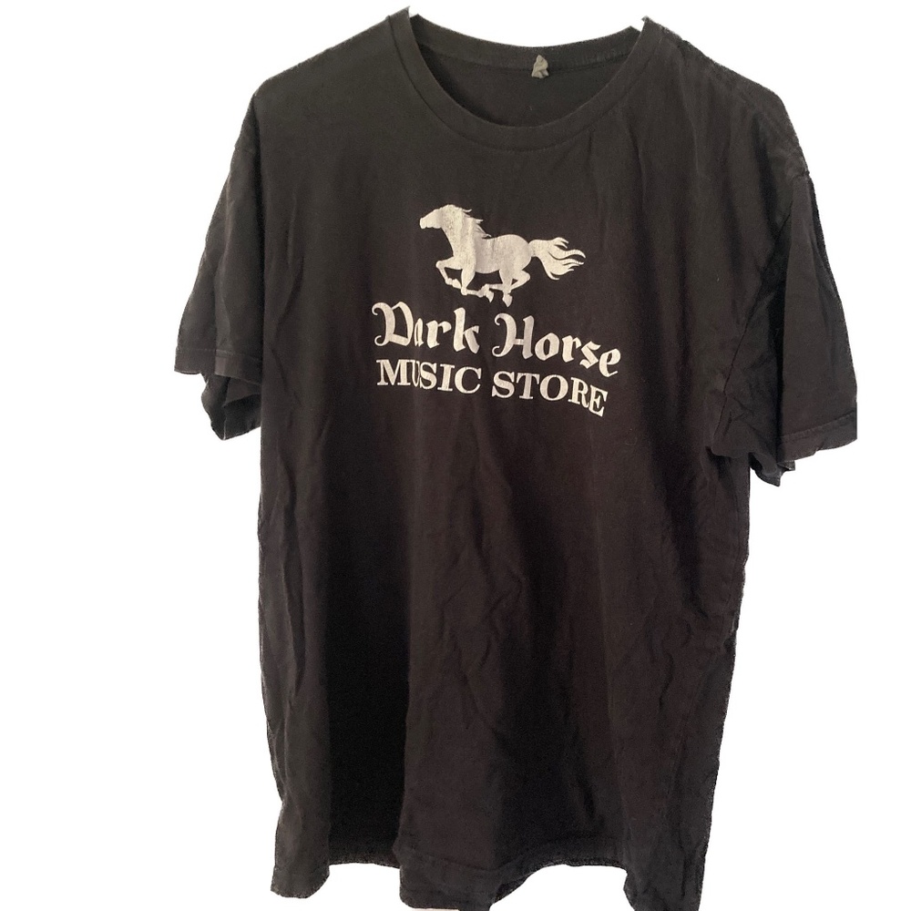 Dark Horse Music Store T-Shirt by Next Level Apparel, Men's XL, Black x White